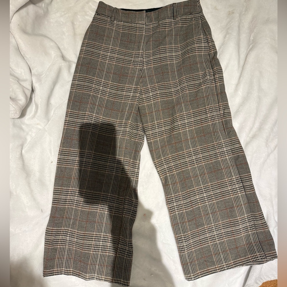 Express Cropped High Rise Plaid Trousers